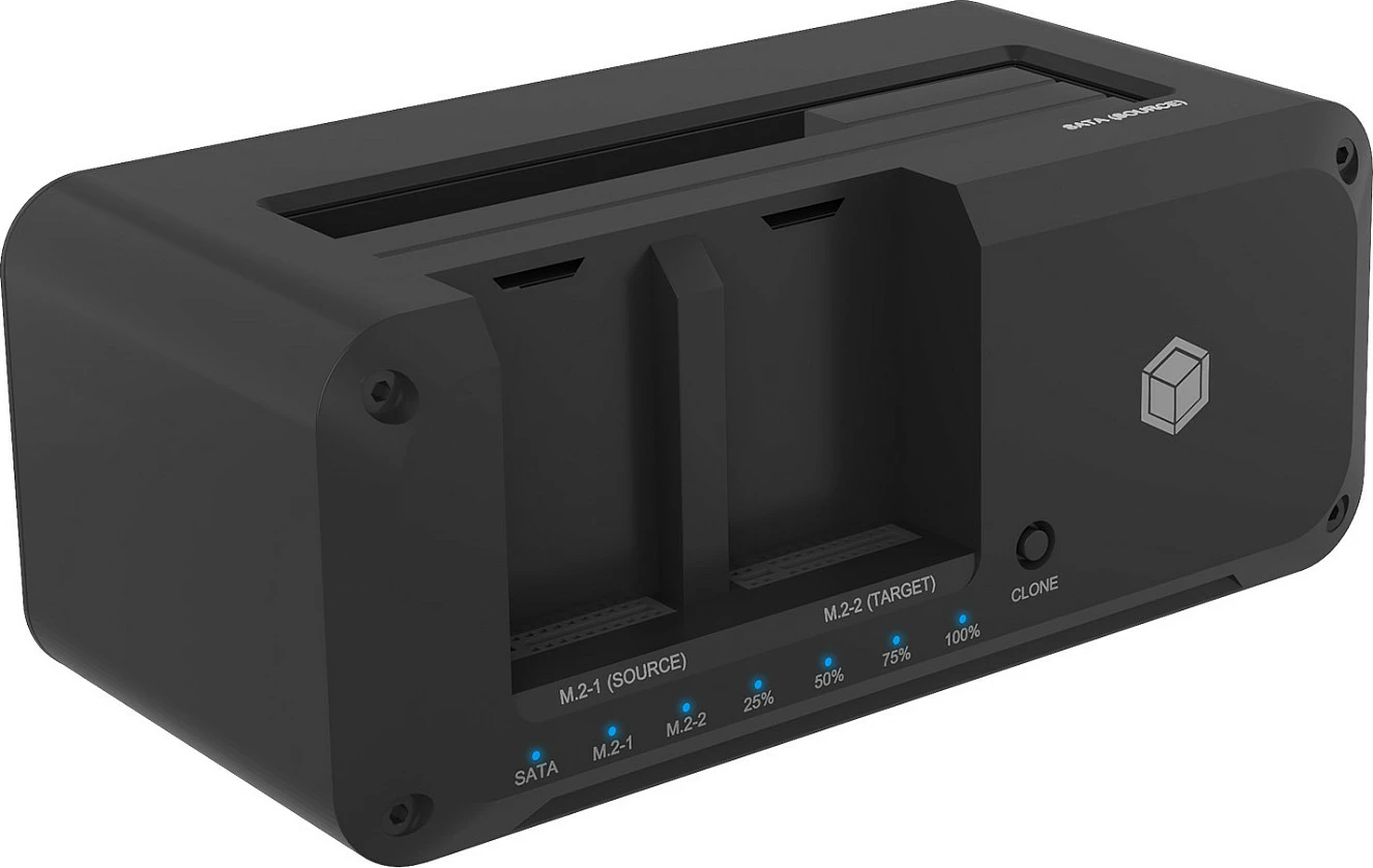 Docking stacion ICY BOX IB-2924MSCL-C31, USB-C USB 3.2 Gen 2 10Gbps, klonim offline, për HDD/SSD 2.5"/3.5" dhe M.2, i zi