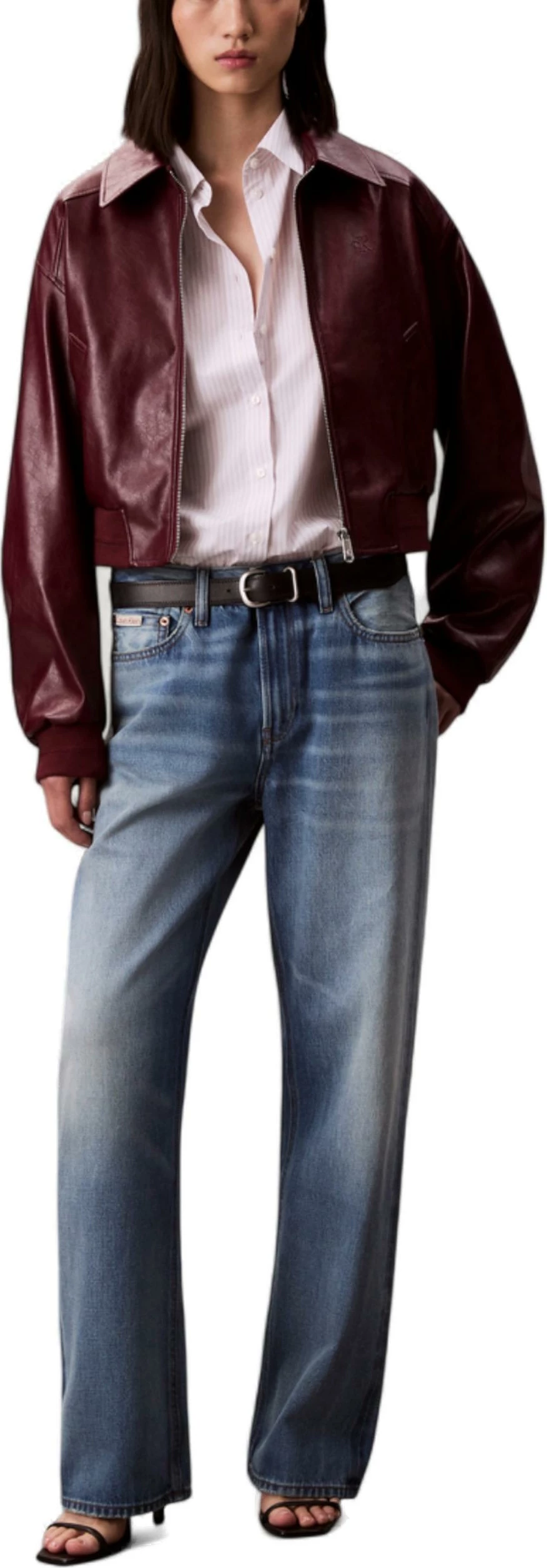 Jakne për femra Calvin Klein Jeans A-Cropped Crinkle Fa LV047C518G, bordo [Madhësia: L]