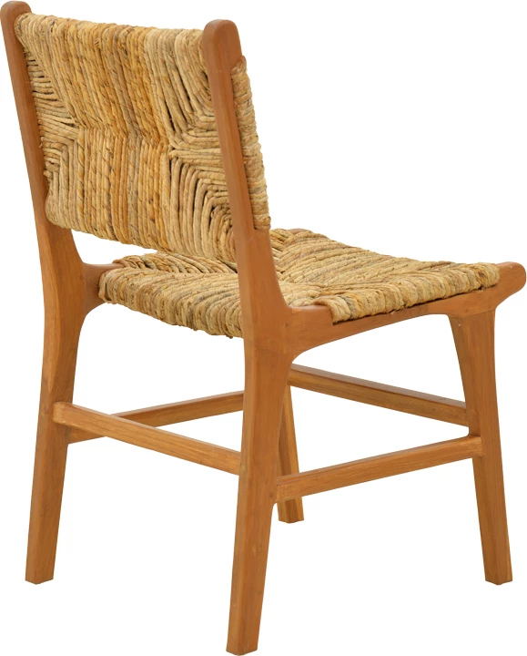 Karrige Refane, skelet prej druri teak, sedilje dhe shpinore prej kashte, ngjyrë natyrale, 50x58x85cm