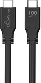 Kabllo USB-C në USB-C MediaRange MRCS218, 3m, 100W PD 3.0, 10 Gbit/s, e zezë