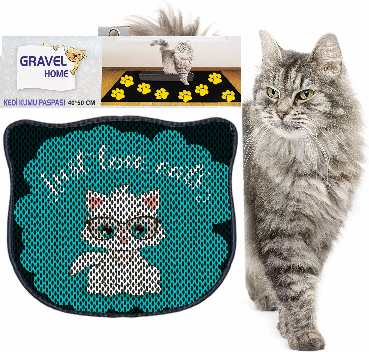 Tapet për rërë mace, shumëngjyrësh, Paws & Whiskers, Kdkafa0057, 40x50cm