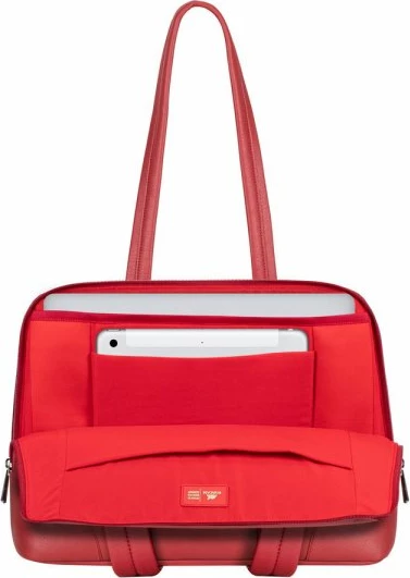çantë femrash për laptop RIVACASE 8992, për laptop/tablet deri 14\" (përshtatet edhe për MacBook Pro 16\"), PU lëkurë, e kuqe