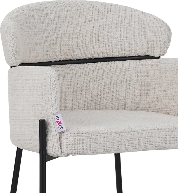 Karrige Tolerse Inart, pëlhurë bezhë, këmbë metalike të zeza, 58x57x80cm