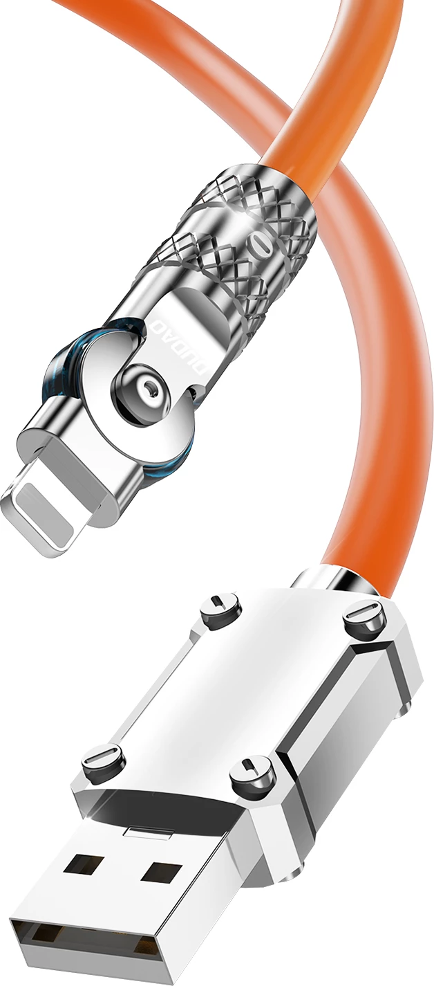 Kabllo Dudao L24AL USB-A në Lightning me rrotullim 180°, 30W, 1m, portokalli