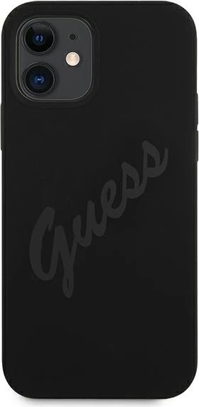 Mbështjellës Guess GUHCP12SLSVSBK për iPhone 12 mini 5.4", hardcase silikon/TPU, Vintage Script, i zi