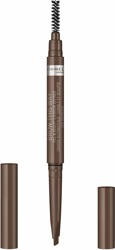 Laps për vetulla Rimmel Brow This Way Fill & Sculpt Automatic Eyebrow Pencil për femra 002 Medium Brown 0.25g