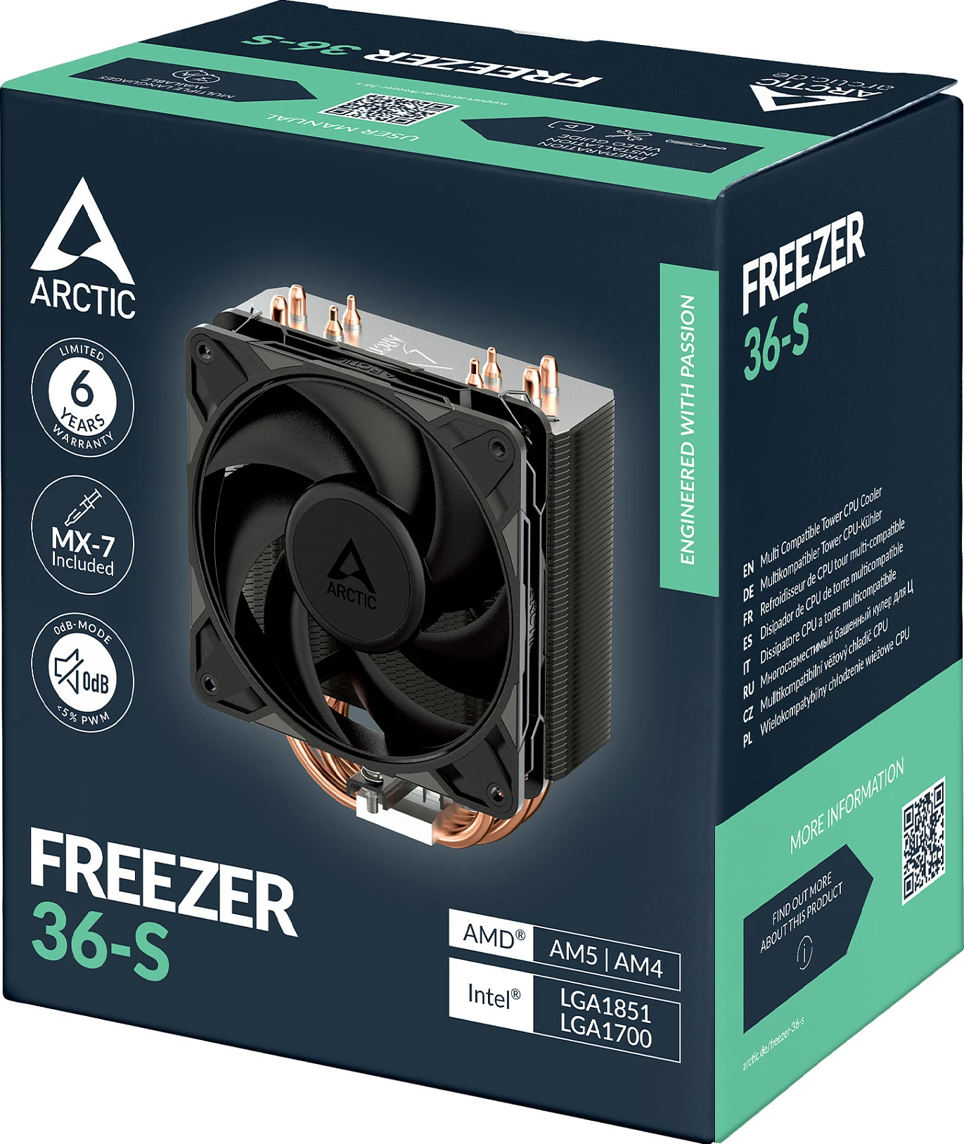 Kuler procesori ARCTIC Freezer 36-S, 120mm, PWM, 600-3000 RPM, i zi/çelik inox