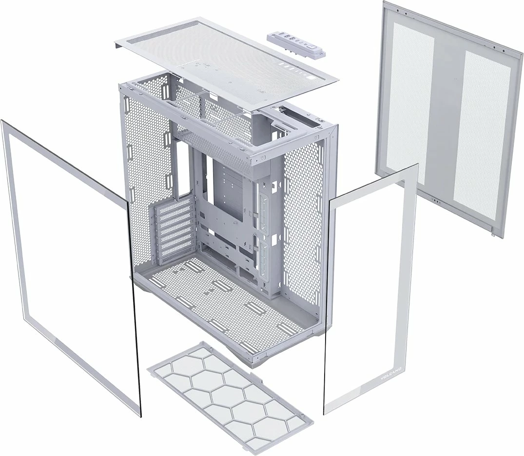 Kasë Modecom Volcano Space XL NF (AT-SPACE-XL-NF-0000-20) Full Tower E-ATX/ATX/Micro ATX/ITX, USB-C, pa ventilatorë, pa PSU, e bardhë