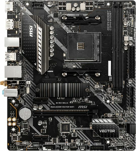 Pllakë amë MSI MAG A520M Vector WiFi, DDR4 64GB, mATX, Bluetooth, me antena (2 copë)