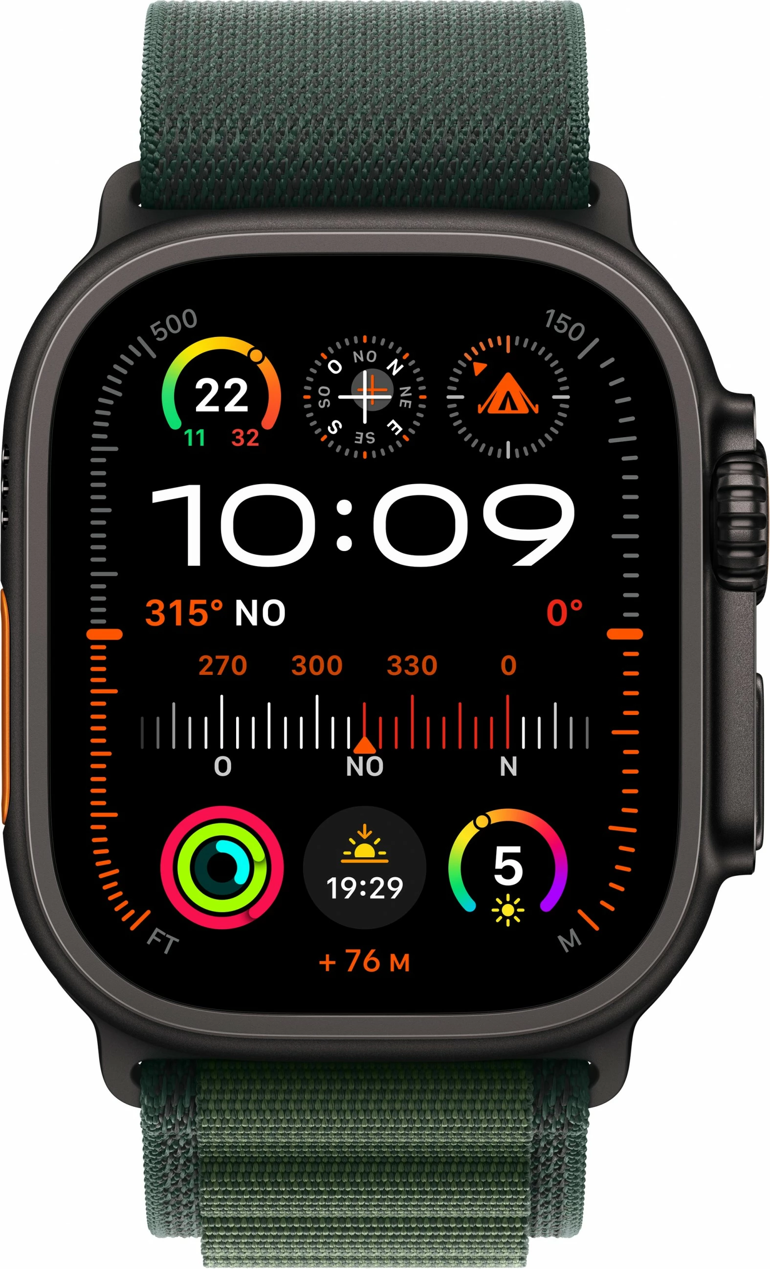 Smartwatch Apple Watch Ultra 2 LTE 49mm, titani i zi, Alpine Loop L, e gjelbër e errët