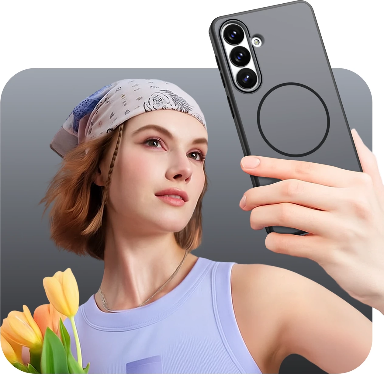 Mbështjellës Hurtel Hybrid Armor T për Samsung Galaxy A57, magnetik 2800 Gauss, TPU+PC, mbrojtje rënie deri 4.8 m, finish mat, i zi
