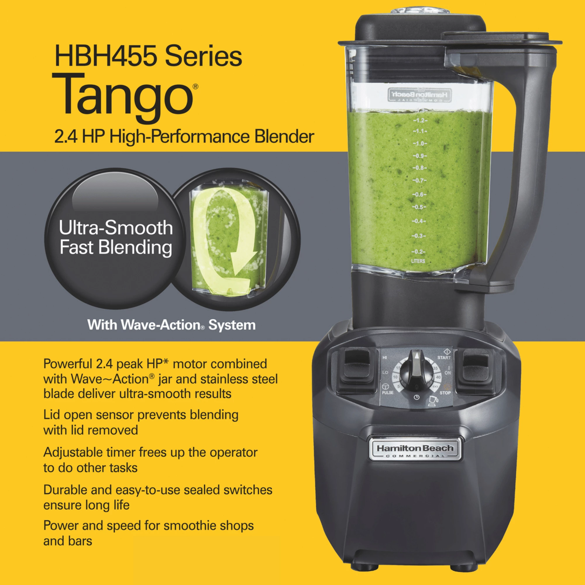 Blender bar, Hamilton Beach Commercial, HBH455 Tango, 1.4 L 2.4 HP, kopoliestër, i zi