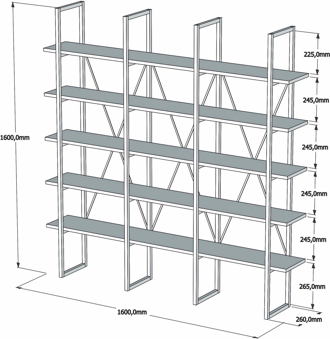 Raft librash Hanah Home, Beylerbeyi, ngjyrë arre, i zi