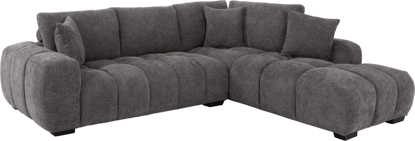 Këndi i divanit (djathtas) COVEN FH3266.03R, pëlhurë gri e errët, 298x102-208x85H cm