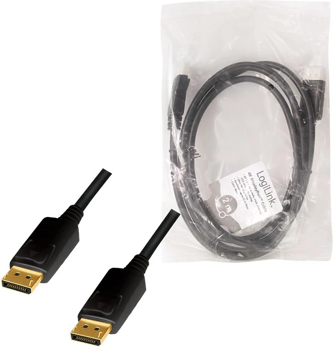 Kabllo DisplayPort LogiLink CD0101, 2 m, DisplayPort, DisplayPort, 3840 x 2160 pixels, e zezë