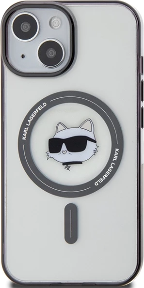 Mbështjellës Karl Lagerfeld KLHMP15MHCHNOTK për iPhone 15 Plus 6.7", transparent, MagSafe