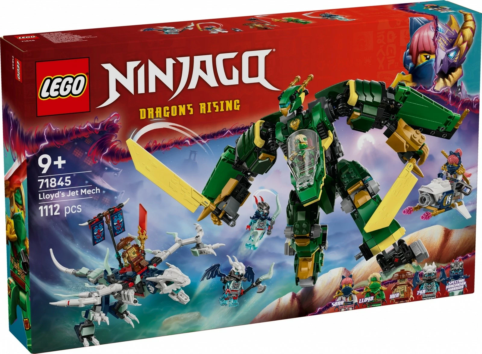 Set LEGO Ninjago Fire Jet Lloyd Mech 71845, 1112 pjesë, për fëmijë 9+