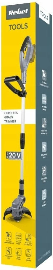 Trimer baterik Rebel Tools RB-5002.1 20V 22 cm, e zezë/gri