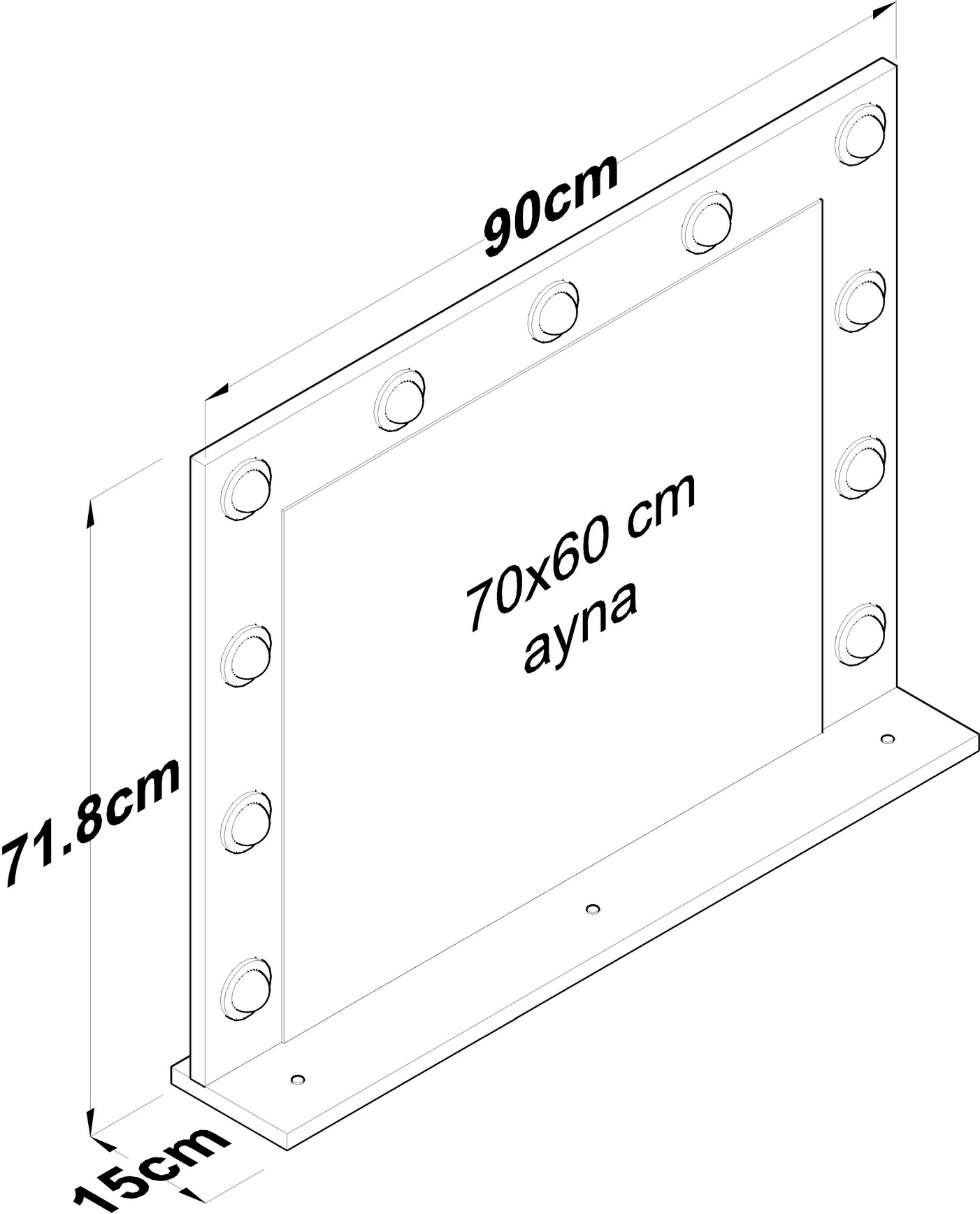 Pasqyrë dekorative me drita, ngjyrë e bardhë, Hanah Home, EF108 - 2998