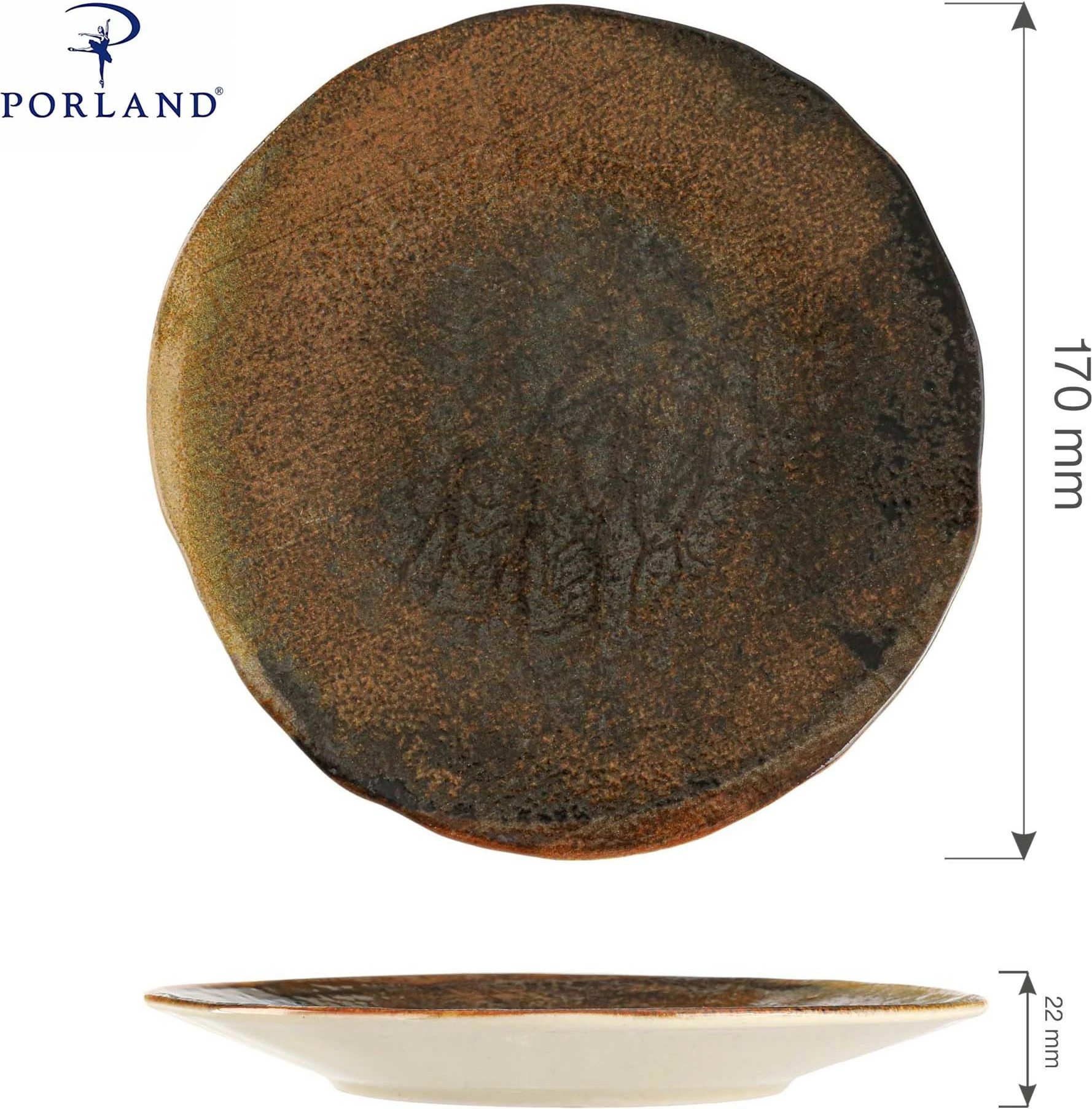 Pjatë anësore Porland Genesis Ø170 mm, kafe, set 6 copë