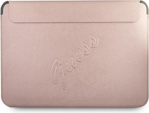 Mbështjellës Guess Saffiano Script për laptop 13", rozë