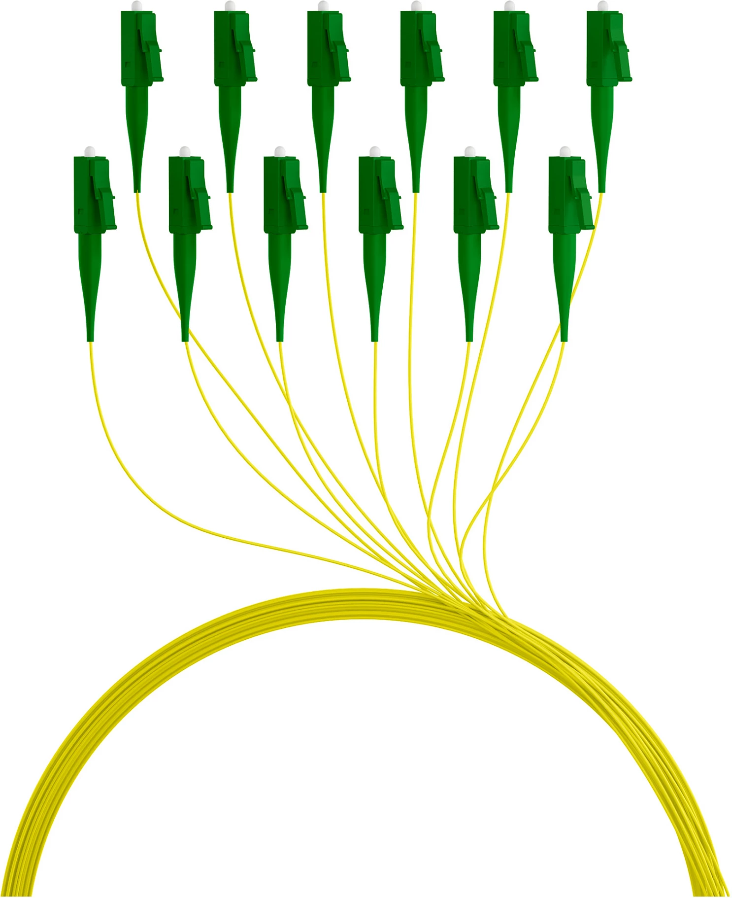 Kabllo fibër optike EFB Elektronik FTTH-PIGTAIL-LCA1, LC/APC OS2 single-mode, 2 m, 6x LC–6x LC, verdhë/jeshile