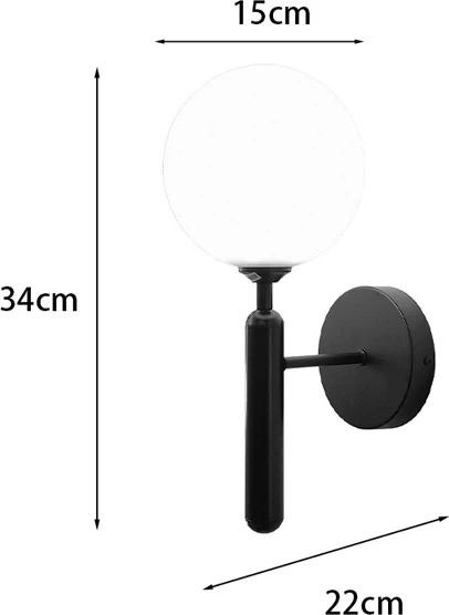 Llambë muri Genka, metal, ngjyrë e zezë-e bardhë, 15x23x34cm