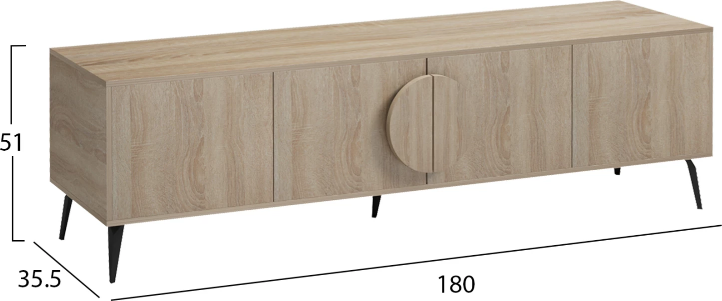 Komodë TV SAVORE, melaminë Sonama, 180x35.5x51cm