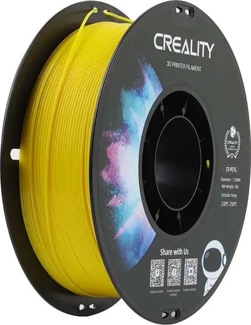 Filament PETG, Creality, CR-PETG 3301030033, 1.75 mm, 1 kg, temperaturë shtypjeje 230-250°C, verdhë
