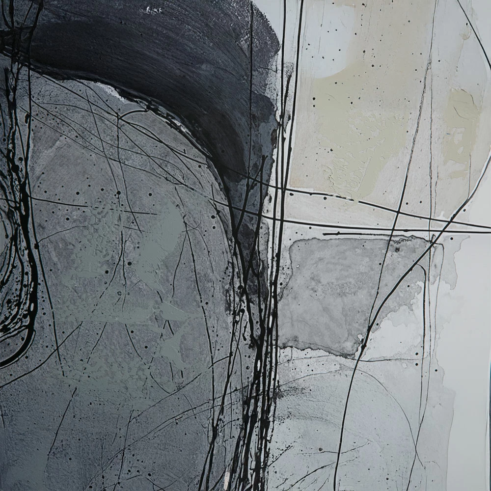 Pikturë dekorative WOMB BEAUTY me kornizë, kanavacë, blu, gri e errët, bezhë, dru natyral, 90x120x4cm