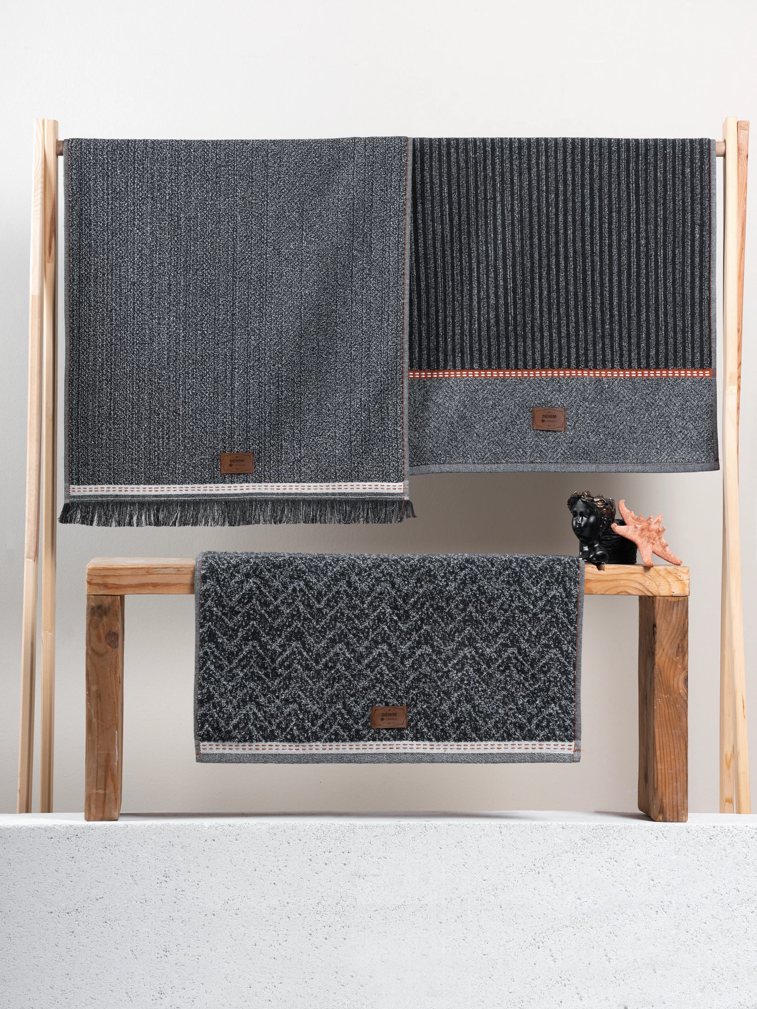 Set peshqirësh duarsh (3 copë), Mijölnir, ngjyrë denim-antracit