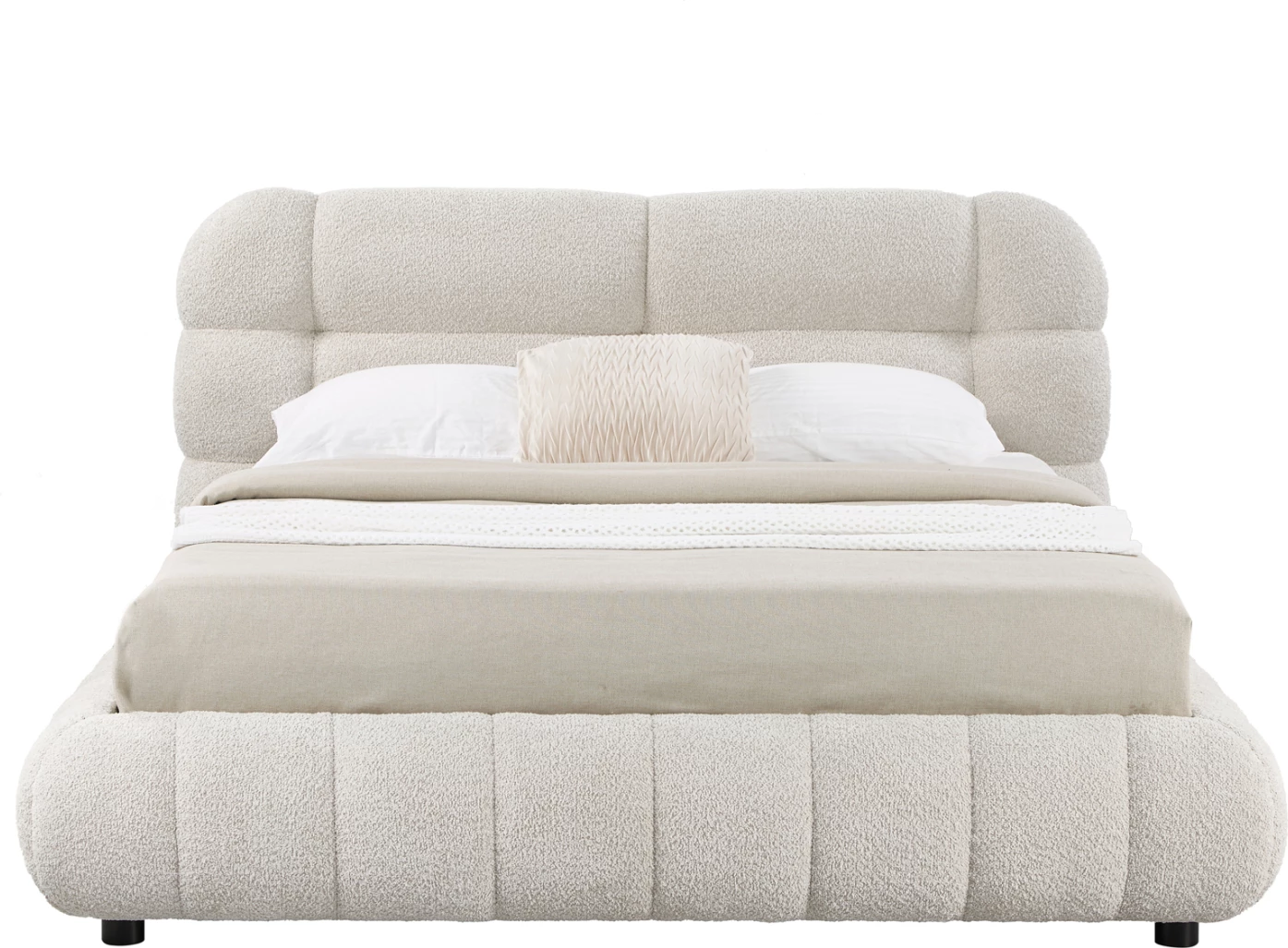 Krevat dopio me hapësirë për depo, stof boucle bezhë, BUBBLE FH730.03, dyshek 160x200cm