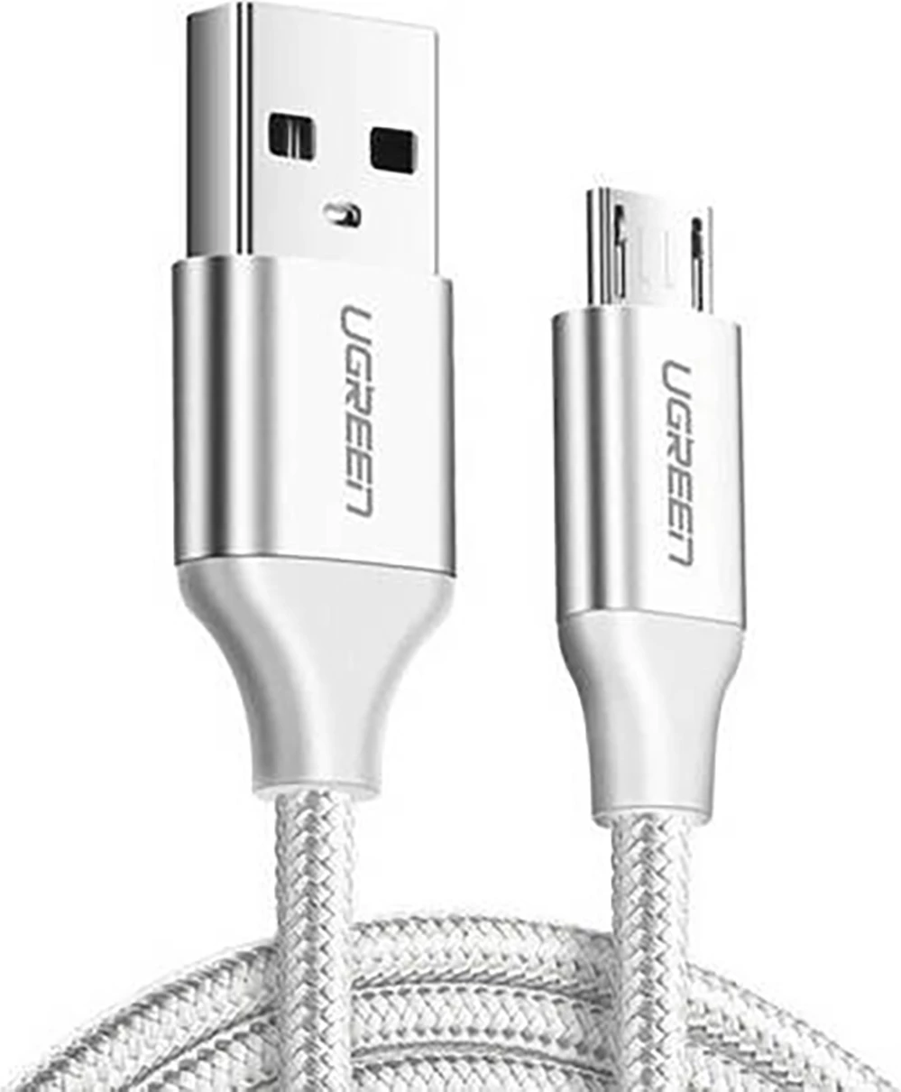 Kabllo Ugreen US290 60153, USB-A në micro USB, 2m, 2.4A, Bardhë
