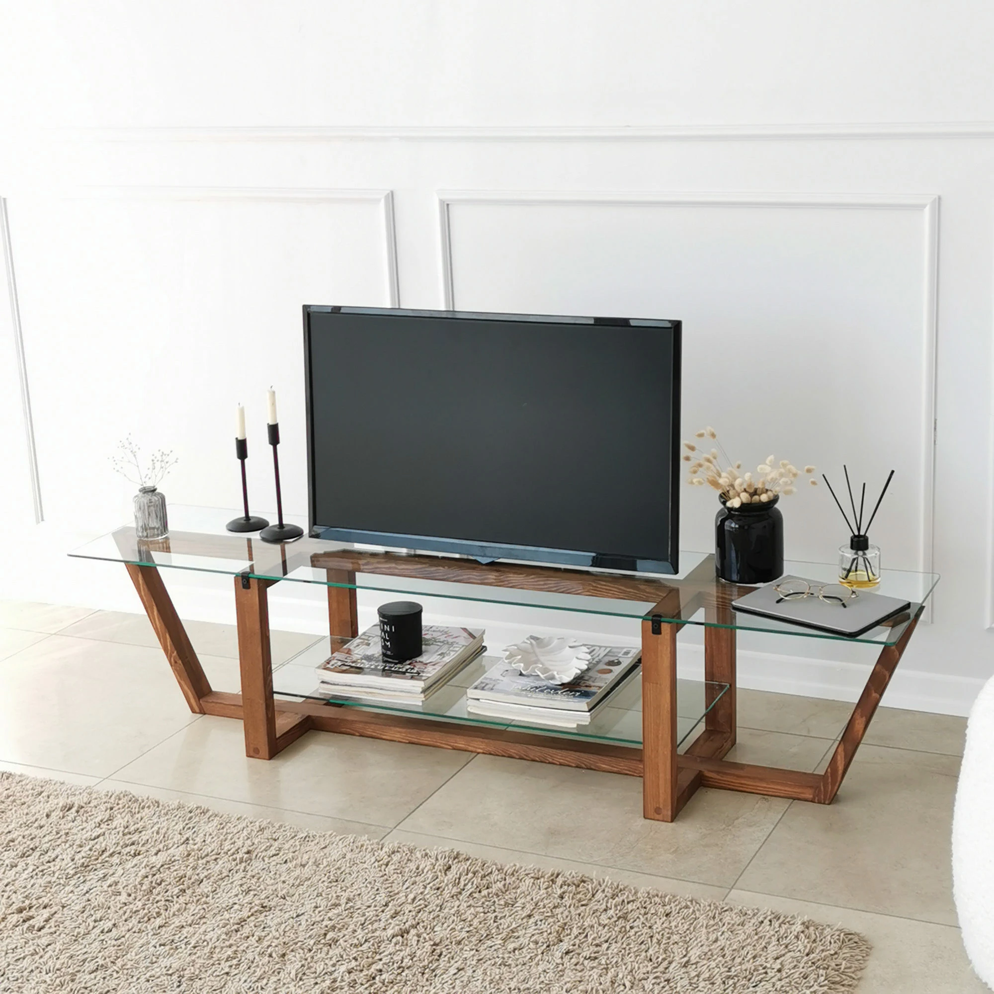 Komodë TV Hanah Home, Amalfi, ngjyrë arre