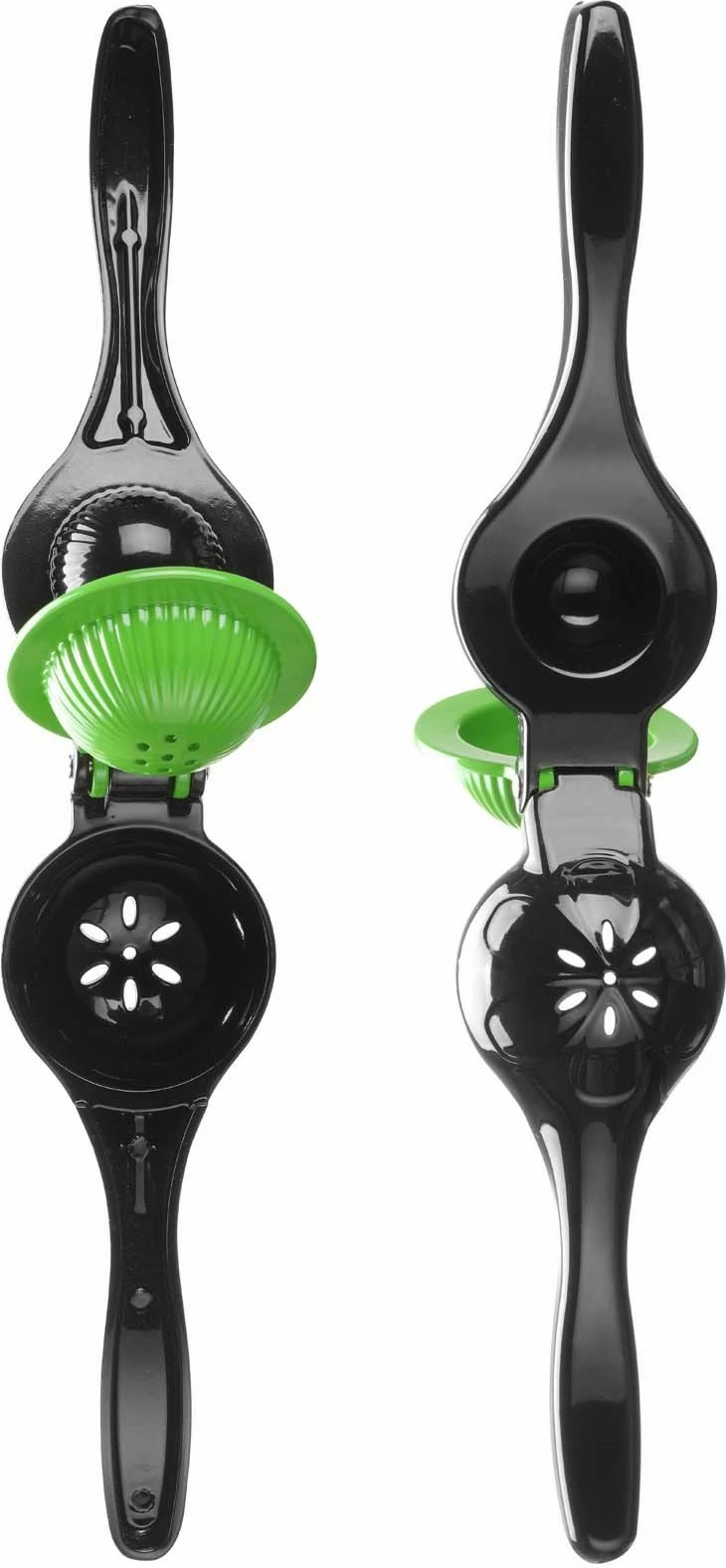 Shtrydhëse agrumesh dore, Bar Up, dy tasa Ø55/Ø70 mm, alumini i veshur me pluhur, 225x80x55mm, e zezë/jeshile