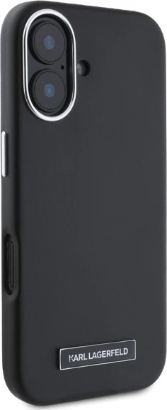 Mbështjellës Karl Lagerfeld FW Metal Plate MagSafe për iPhone 16, i zi