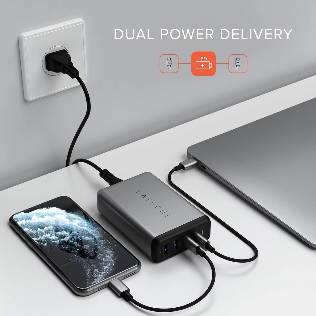 Satechi 75W Dual Type-C PD Travel Charger - Space Grey