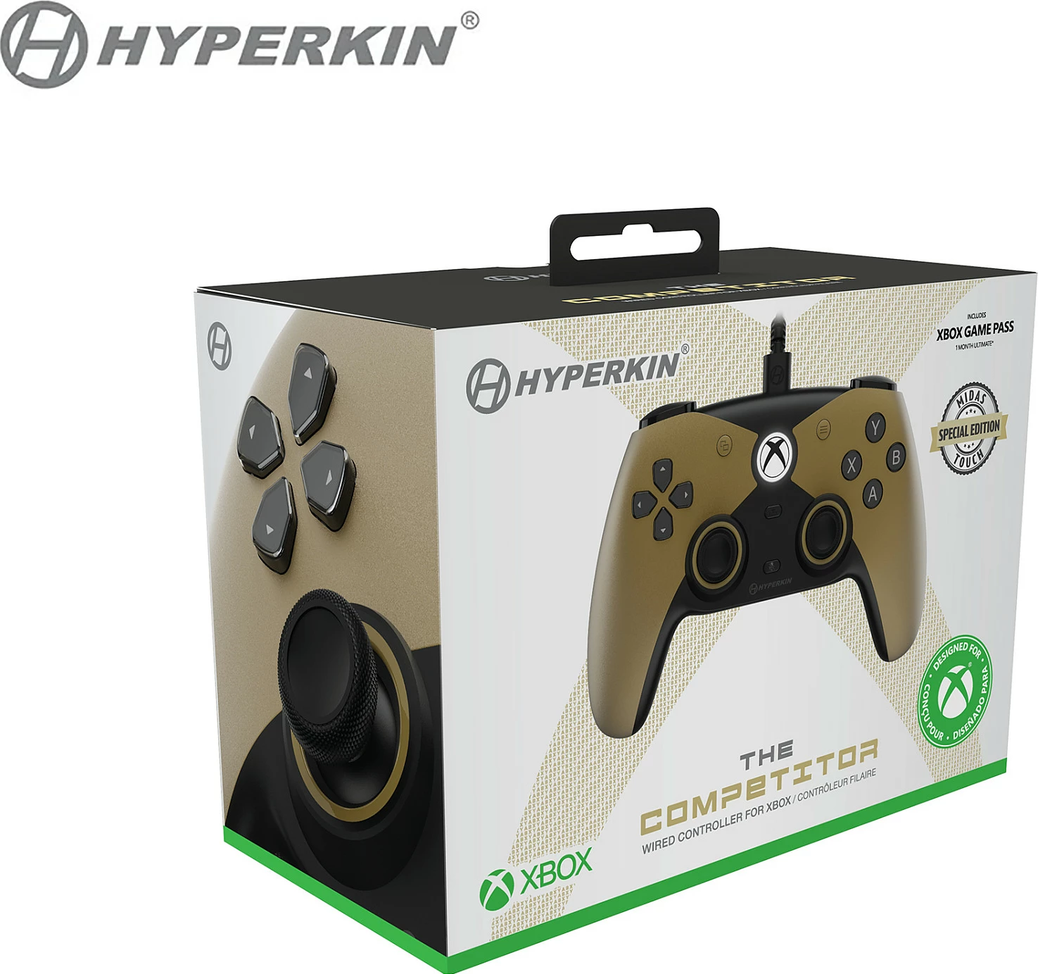 Kontroller lojërash Hyperkin Competitor, USB-C me kabllo, Hall sensor, vibrim, Gold/Black