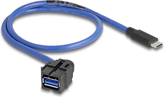 Modul Keystone DeLOCK, USB-A femër në USB-C mashkull, 0.5 m, 5 Gbps, zi/blu