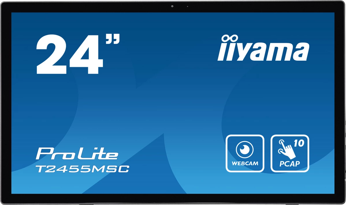 Monitor me prekje për digital signage, IIYAMA ProLite T2455MSC-B1, 24", 10-pikësh PCAP, me kamerë, e zezë