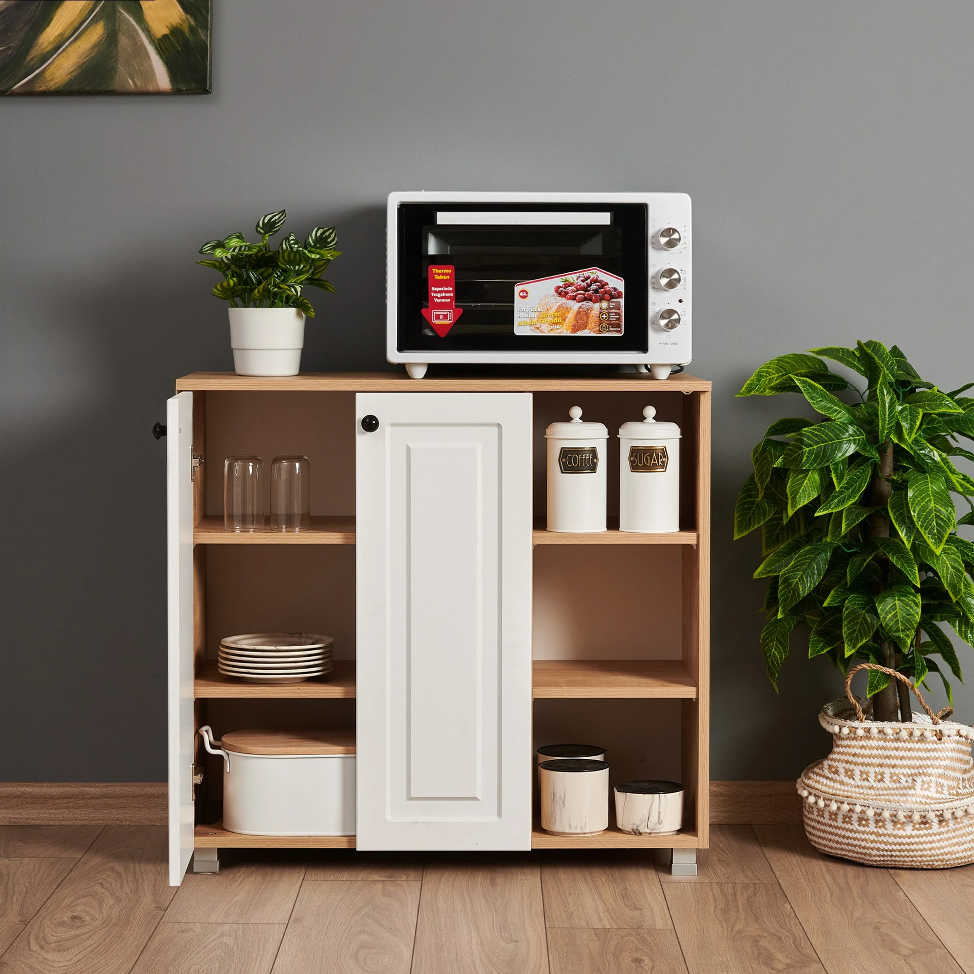 Dollap multifunksional, ngjyrë lis safir dhe arre, Skye Decor, Tuvalle 018