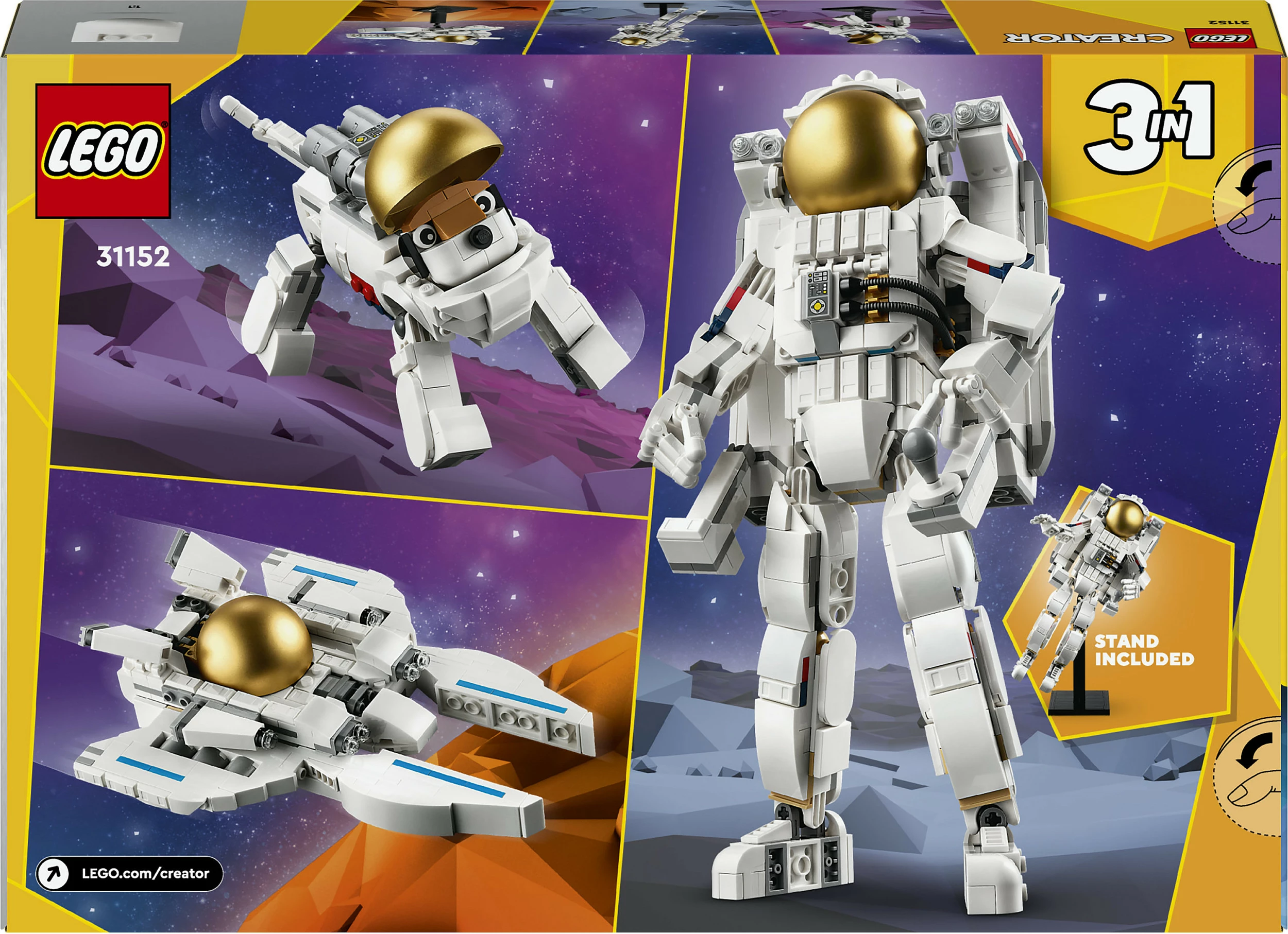 Set ndërtimi LEGO Creator 3in1 Space Astronaut 31152, 647 pjesë, multikolor