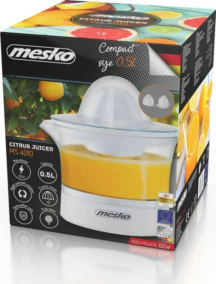 Shtrydhëse agrumesh Mesko MS 4010, 0.5 L, 60 W, e bardhë
