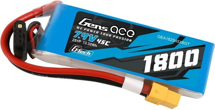 Bateri LiPo Gens ace G-Tech 1800mAh 7.4V 45C 2S1P XT60, blu