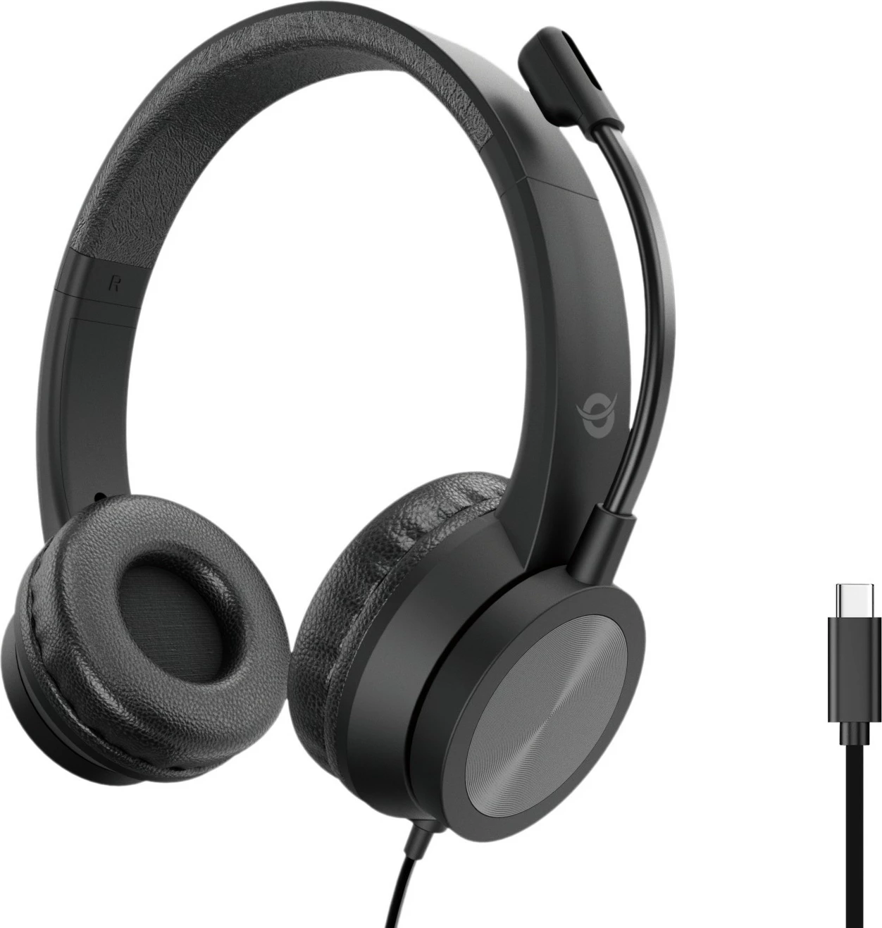 Kufje Conceptronic USB-C, mikrofon, stereo, 2m, e zezë