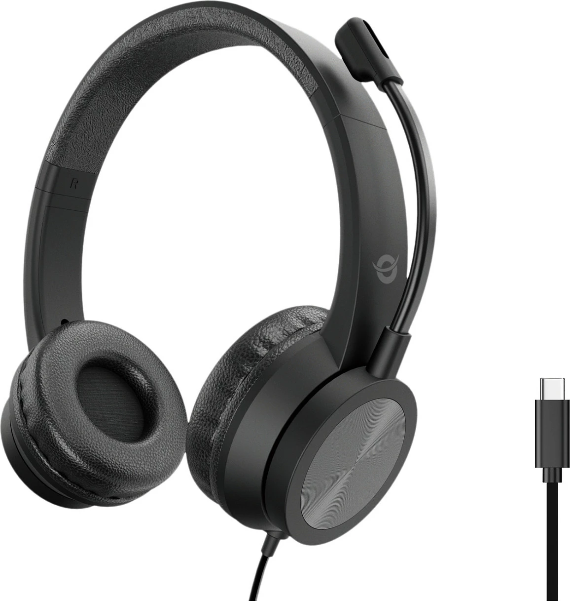 Kufje Conceptronic USB-C, mikrofon, stereo, 2m, e zezë