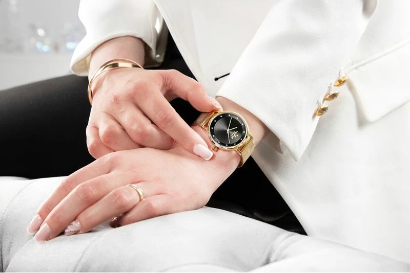 Orë dore femra Giewont GW4130-B3, e zezë dhe e artë, set