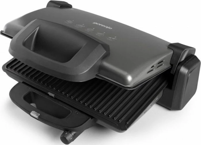 Grill elektrik kontakt Gorenje KR1800SDP 1800W, pllaka jo-ngjitëse, pllaka të heqshme, kontroll temperature 4 nivele, i zi