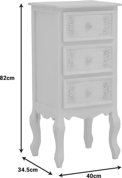 Komodinë me sirtarë, ngjyrë e bardhë antike, MDF, 40x34.5x82 cm