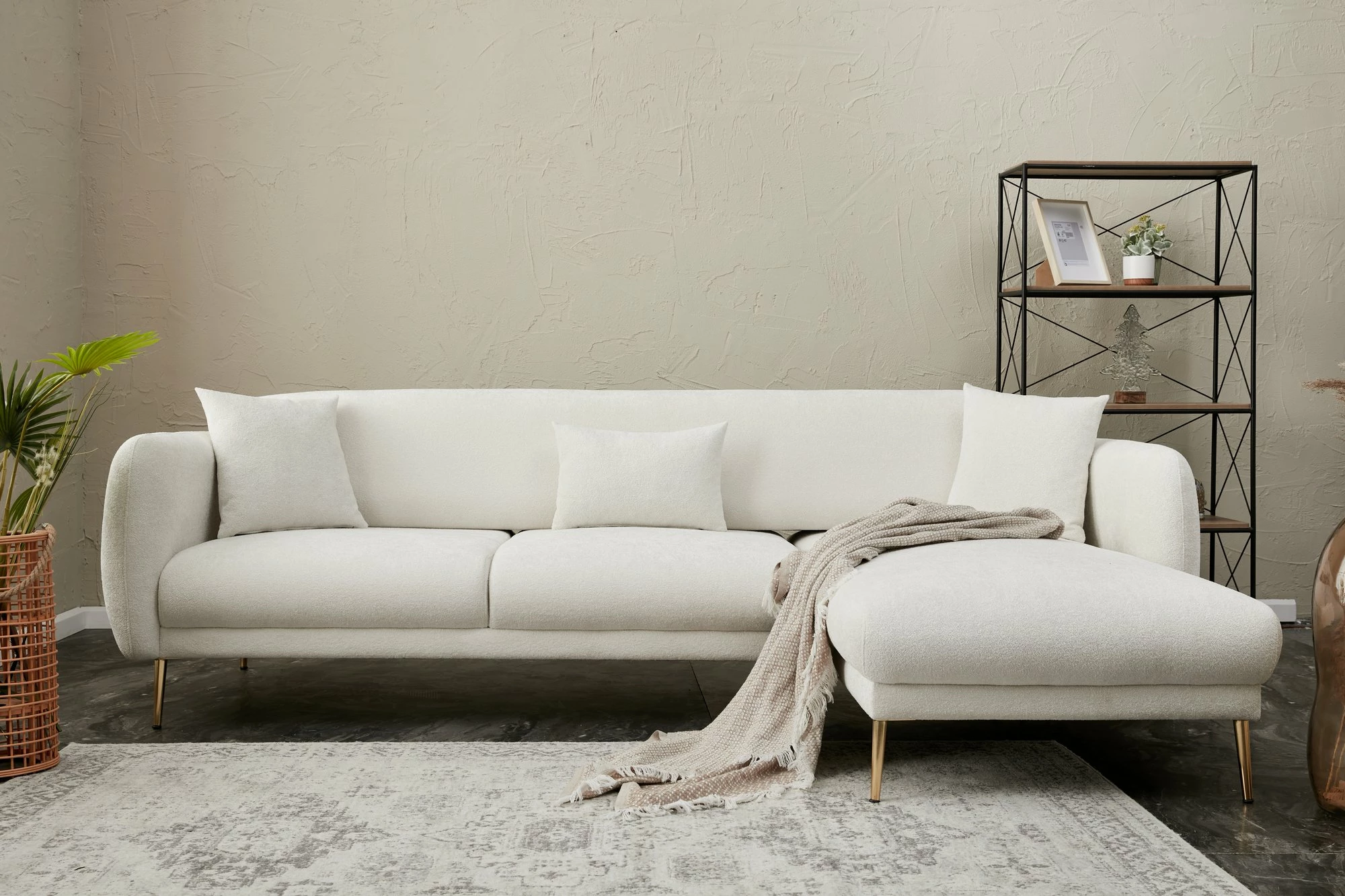 Kënd-sofë krevati Atelier del Sofa, Simena, kënd i djathtë, krem